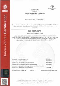 ISO 9001:2015 sertifikats